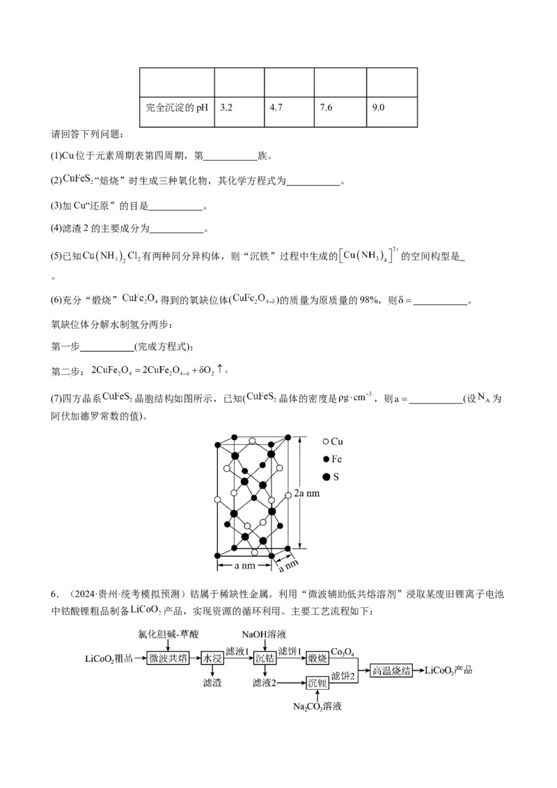 重难点16化学工艺流程综合题-2024年高考化学热点&middot;重点&middot;难点专练（新高考专用）（原卷版）_05高考化学_2024年新高考资料_3.2024专项复习