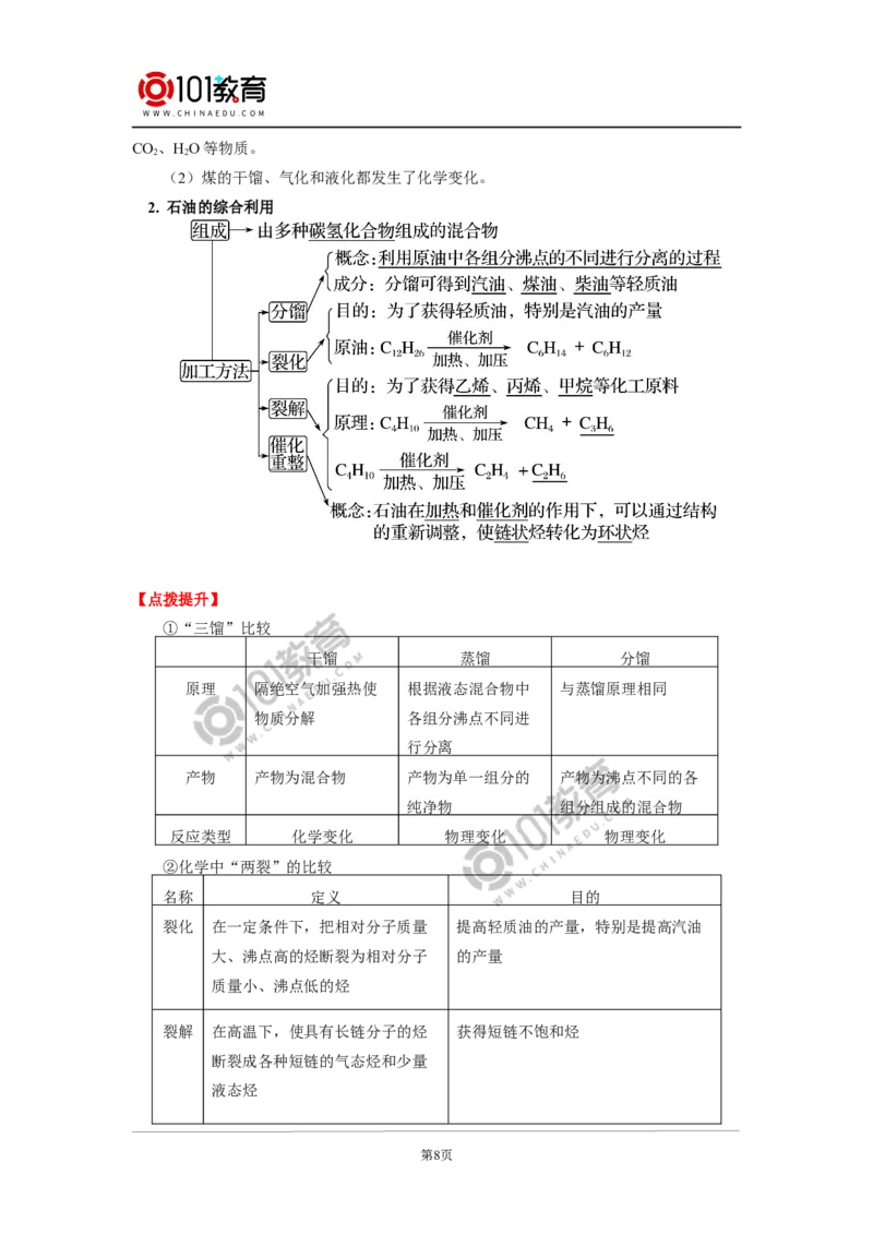 必修2第八章第一节自然资源的开发利用_新人教版高中化学必修一、二_新人教版高中化学必修下册_101教育学（下学期）配套学案和练习