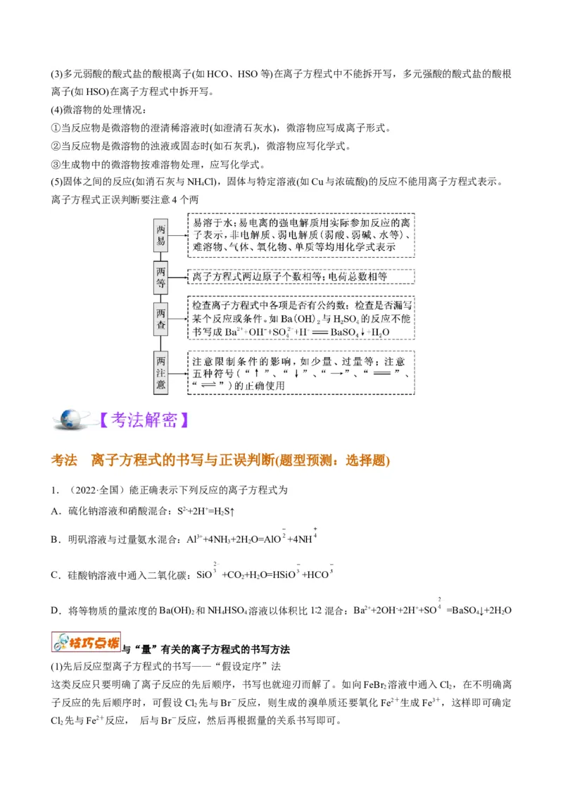 解密03离子反应（讲义）-高频考点解密2022年高考化学二轮复习讲义+分层训练（全国通用）（原卷版）_05高考化学_通用版（老高考）复习资料_2023年复习资料_二轮复习