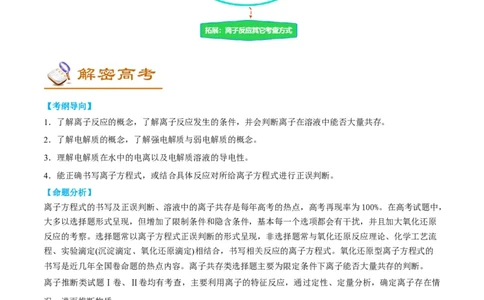 解密03离子反应（讲义）-高频考点解密2022年高考化学二轮复习讲义+分层训练（全国通用）（原卷版）_05高考化学_通用版（老高考）复习资料_2023年复习资料_二轮复习