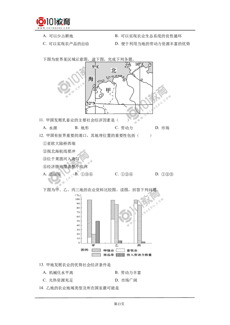 必修2第三章产业区位因素第一节2_新人教版高中化学必修一、二_新人教版高中化学必修上册_101教育高一化学配套学案和练习