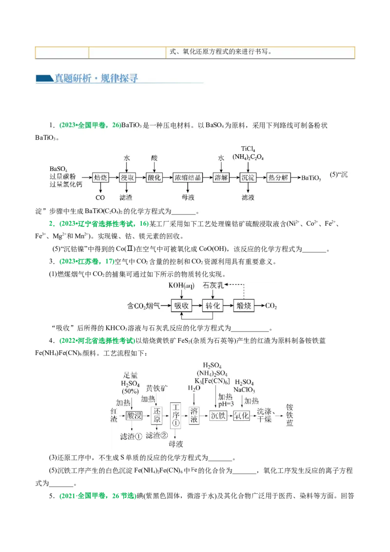 重难点突破&ldquo;陌生情景下&rdquo;方程式的书写(原卷版)_05高考化学_新高考复习资料_2024年新高考资料_二轮复习资料_2024年高考化学二轮复习讲练测（新教材新高考）