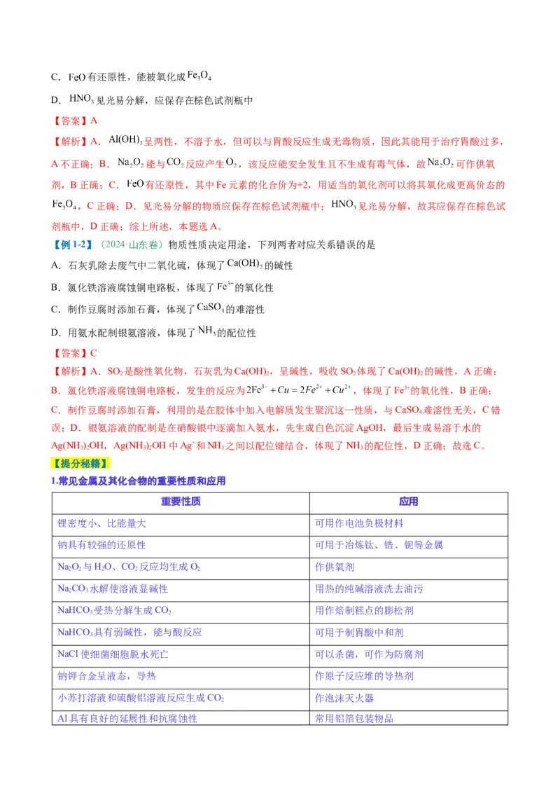 题型04无机物的性质与转化-2025年高考化学二轮热点题型归纳与变式演练（新高考通用）（解析版）_05高考化学_2025年新高考资料_二轮复习