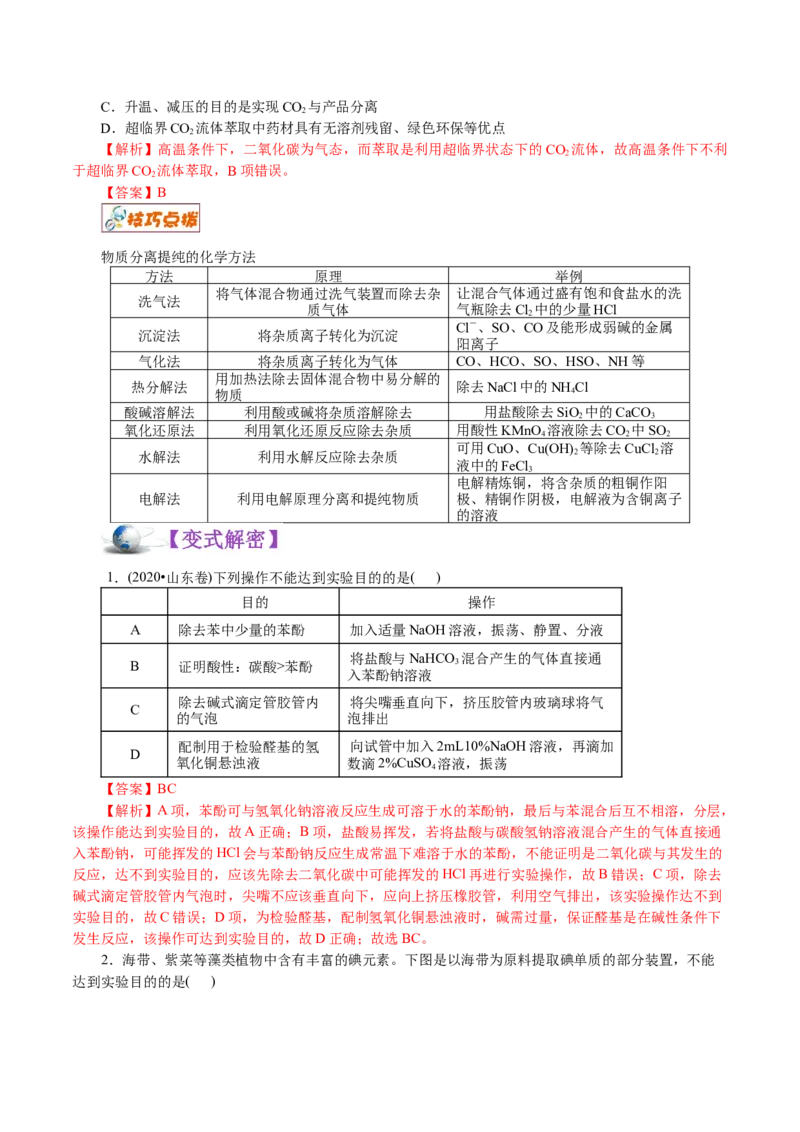 解密11化学实验(讲义)-高频考点解密2021年高考化学二轮复习讲义+分层训练_05高考化学_新高考复习资料_2021新高考资料_高频考点解密2021年高考化学二轮复习讲义+分层训练4.7更新