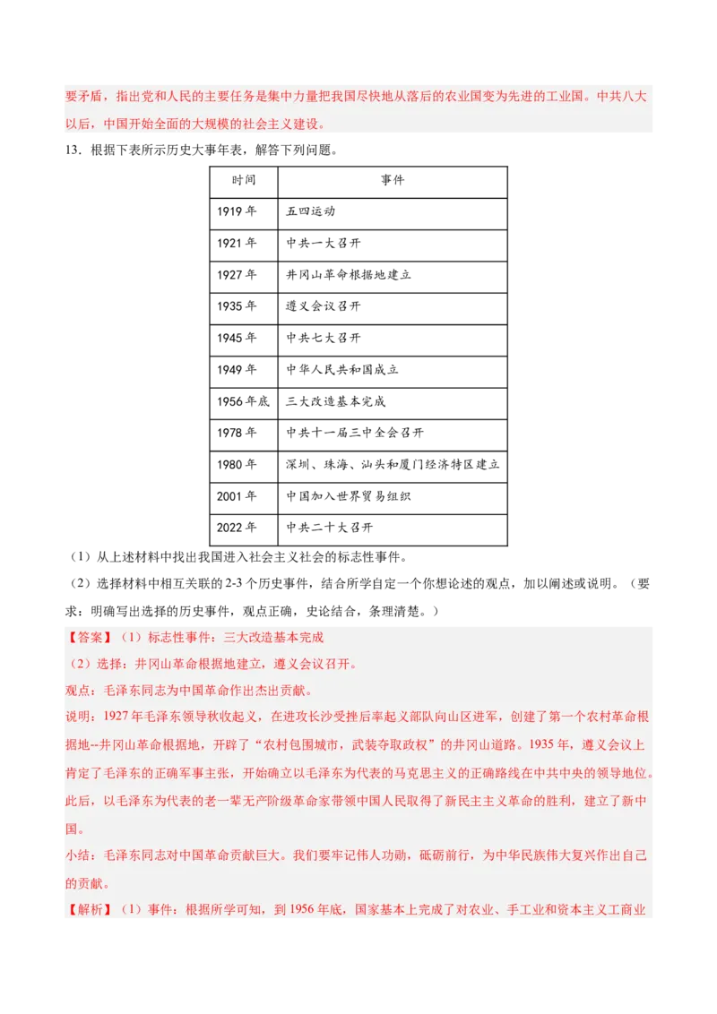 八下期末复习历史观点论述题专练50题（教师版）_新八下历史_00、更新资料3月23日_第二套(4)_期末专项复习-U269_2024版