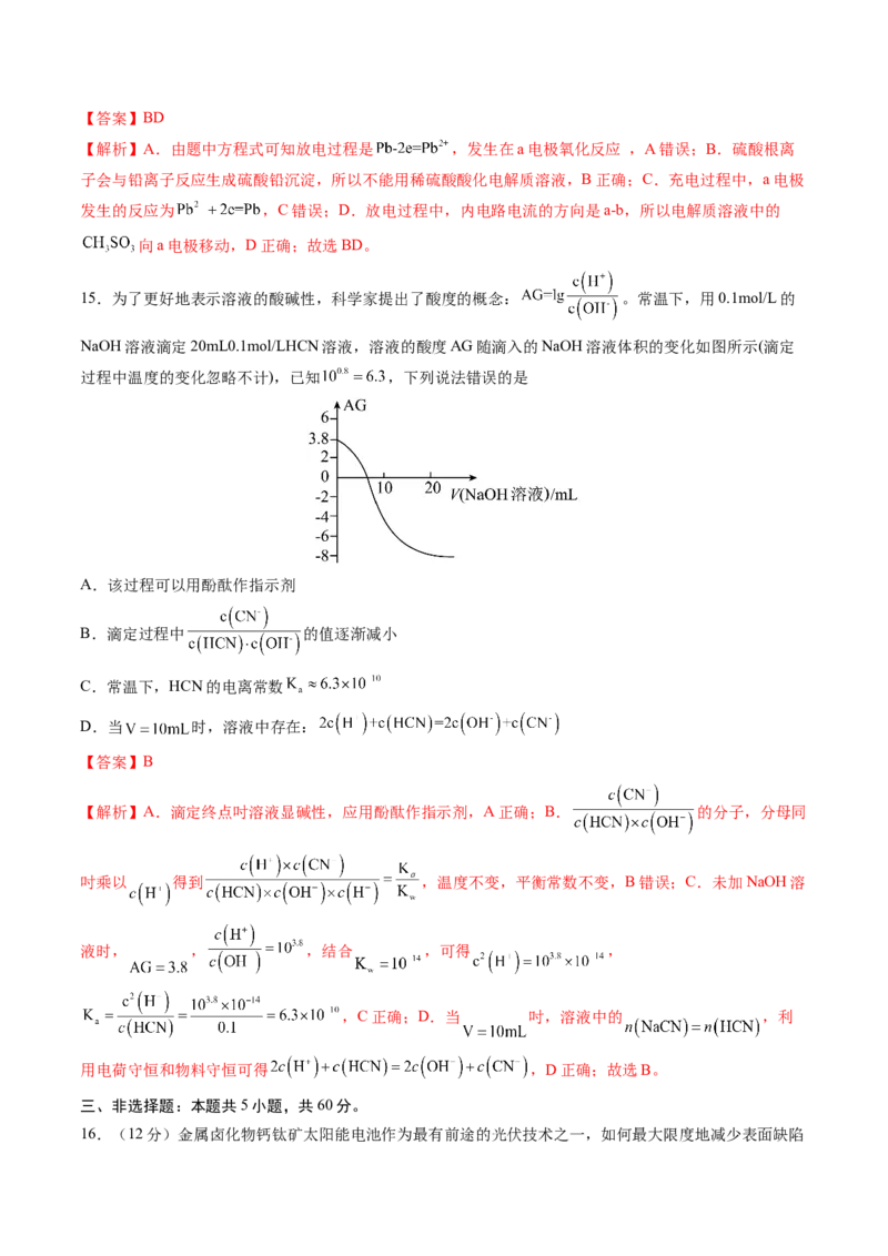 黄金卷02-赢在高考&middot;黄金8卷备战2024年高考化学模拟卷（山东专用）（解析版）_05高考化学_2024年新高考资料_4.2024高考模拟预测试卷