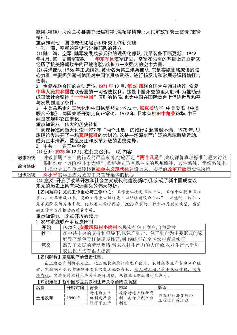 期中复习提纲-2025-2026学年统编版历史八年级下册_新八下历史_00、更新资料3月23日_新版_第三套_知识点
