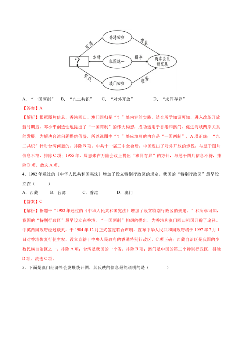 第13课香港和澳门回归祖国（分层作业）（教师版）_新八下历史_00、更新资料3月23日_第二套(4)_大单元教学课件+教学设计-U40_第四单元民族团结与祖国统一（12-14）