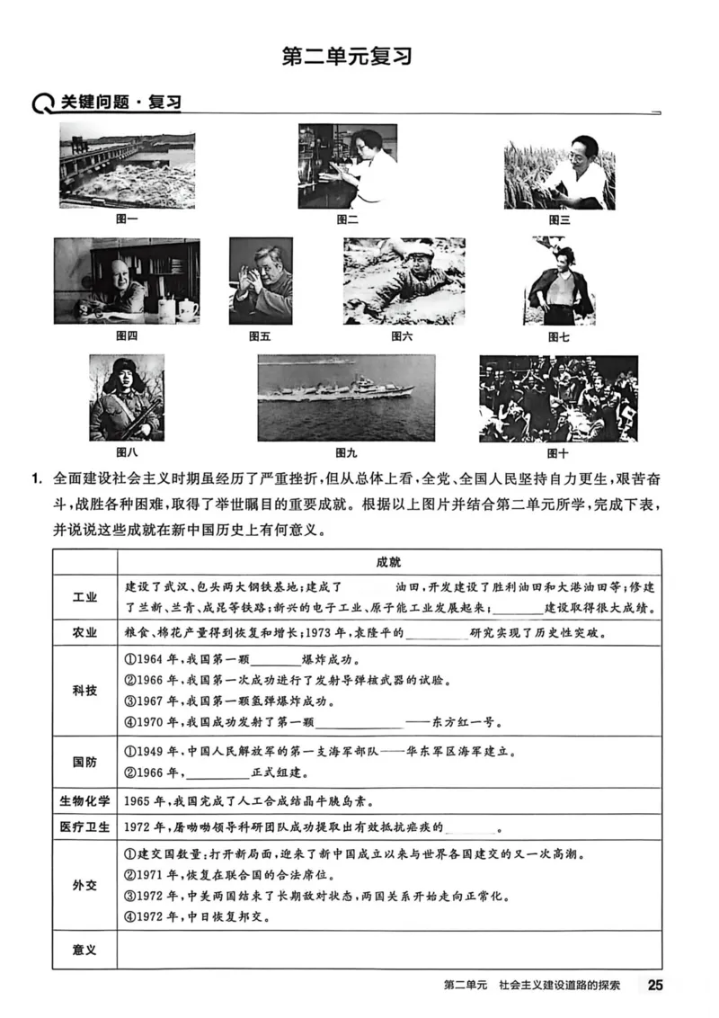 1、2026春全品作业本全国版八下--历史人教--主书_新八下历史_09、课时练+单元测+答案解析