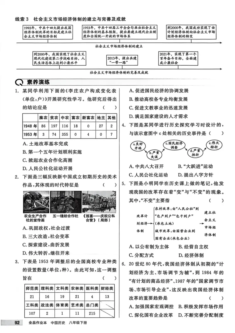 1、2026春全品作业本全国版八下--历史人教--主书_新八下历史_09、课时练+单元测+答案解析