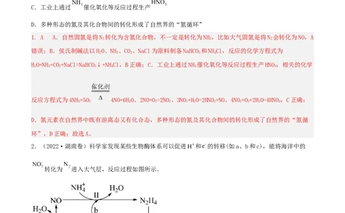 高频考点20氨气和铵盐-2023年高考化学二轮复习高频考点51练（解析版）_05高考化学_新高考复习资料_2023年新高考资料_二轮复习_2023年高考化学二轮复习高频考点51练292724123