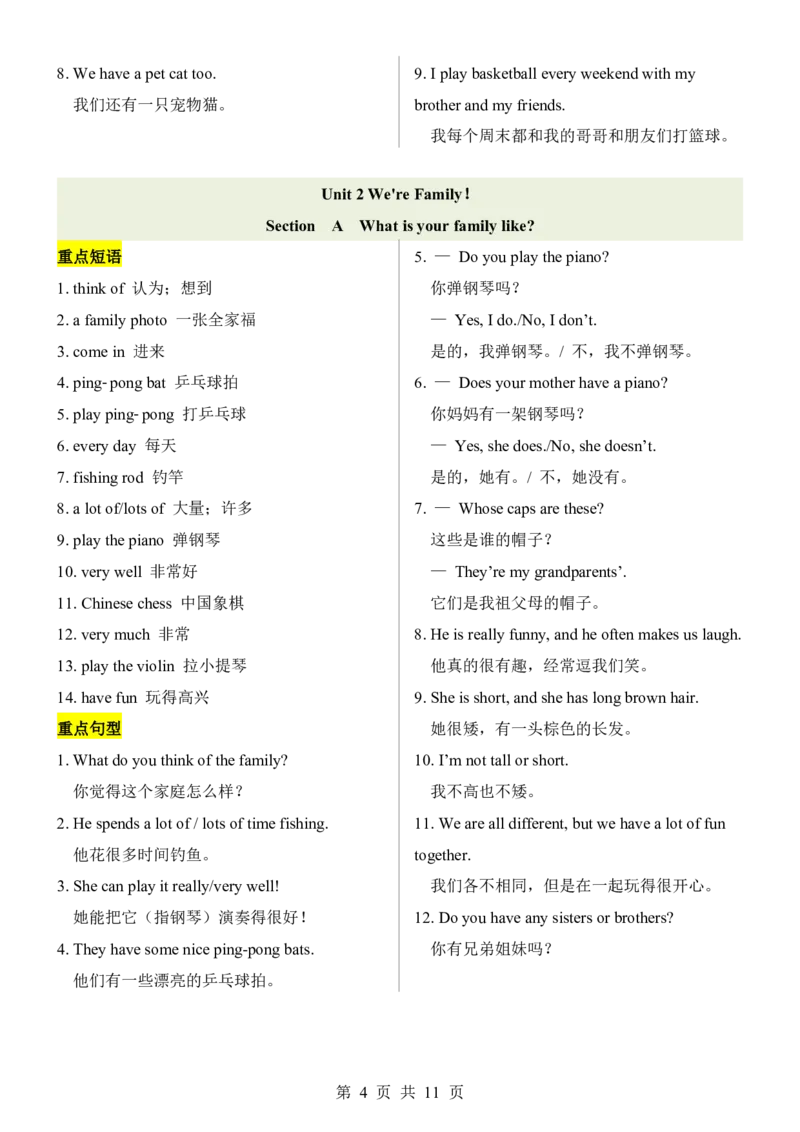 24新教材人教版七上英语重点短语句型归纳_24秋《初中各科知识点梳理》_2024秋《名师总结》知识点789年级全科_24秋《名师总结》知识点七年级全科