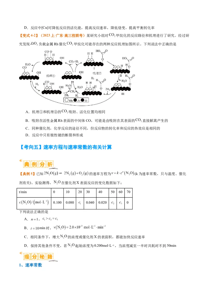 题型10反应微观机理分析速率方程及其应用（原卷版）_05高考化学_2024年新高考资料_2.2024二轮复习_2024年高考化学二轮热点题型归纳与变式演练（新高考通用）