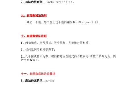 人教版初中数学七上知识点_24秋《初中各科知识点梳理》_初中数学《知识梳理》7-9年级上下册_人教版数学7-9年级上下册知识点汇总_上册