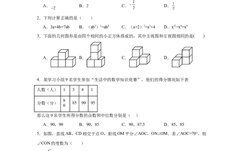 2024-2025学年广东省深圳市福田区深圳实验学校中学部九年级（下）中考三模数学试卷_2026春《初中一遍过》系列_2026《天星教育&bull;一遍过》（9年级下册)）(人教+北师）