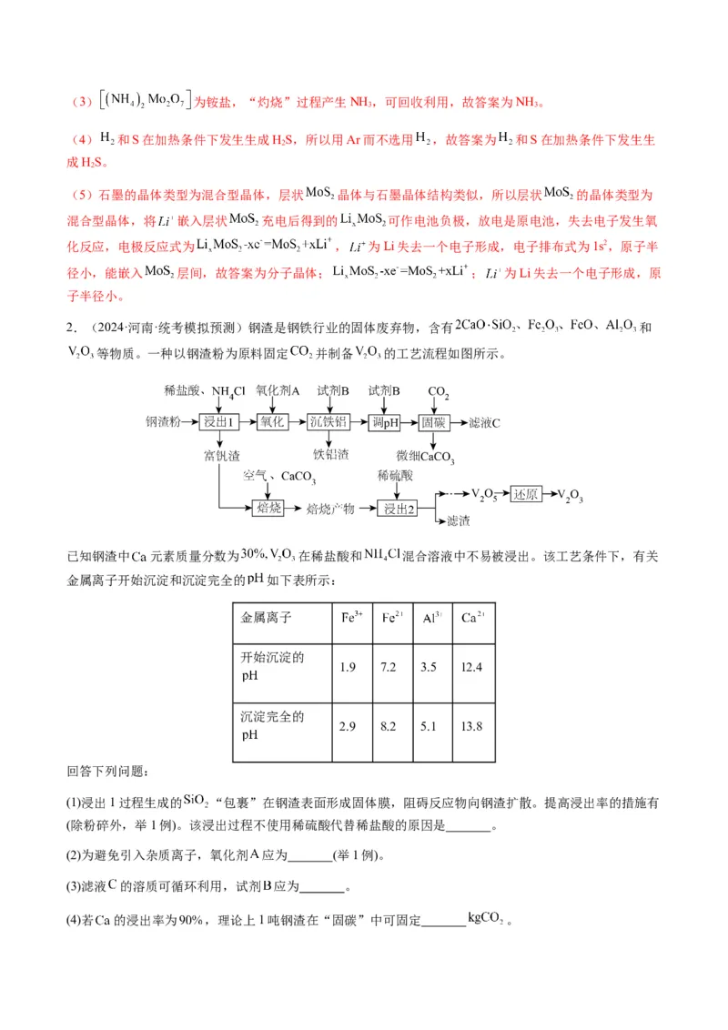 重难点16化学工艺流程综合题-2024年高考化学热点&middot;重点&middot;难点专练（新高考专用）（解析版）_05高考化学_2024年新高考资料_3.2024专项复习