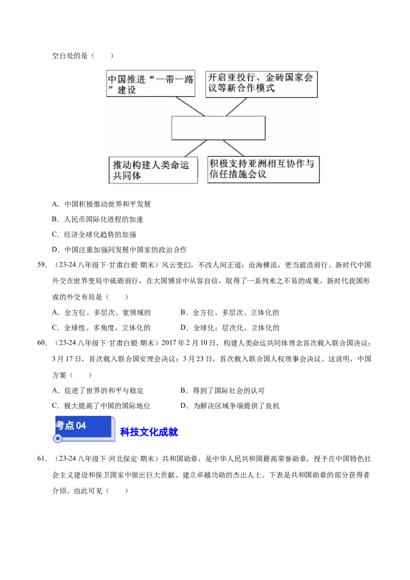 专题03第五、六单元选择题精编100题（统编版）（原卷版）_新八下历史_00、更新资料3月23日_第二套(4)_专项练习