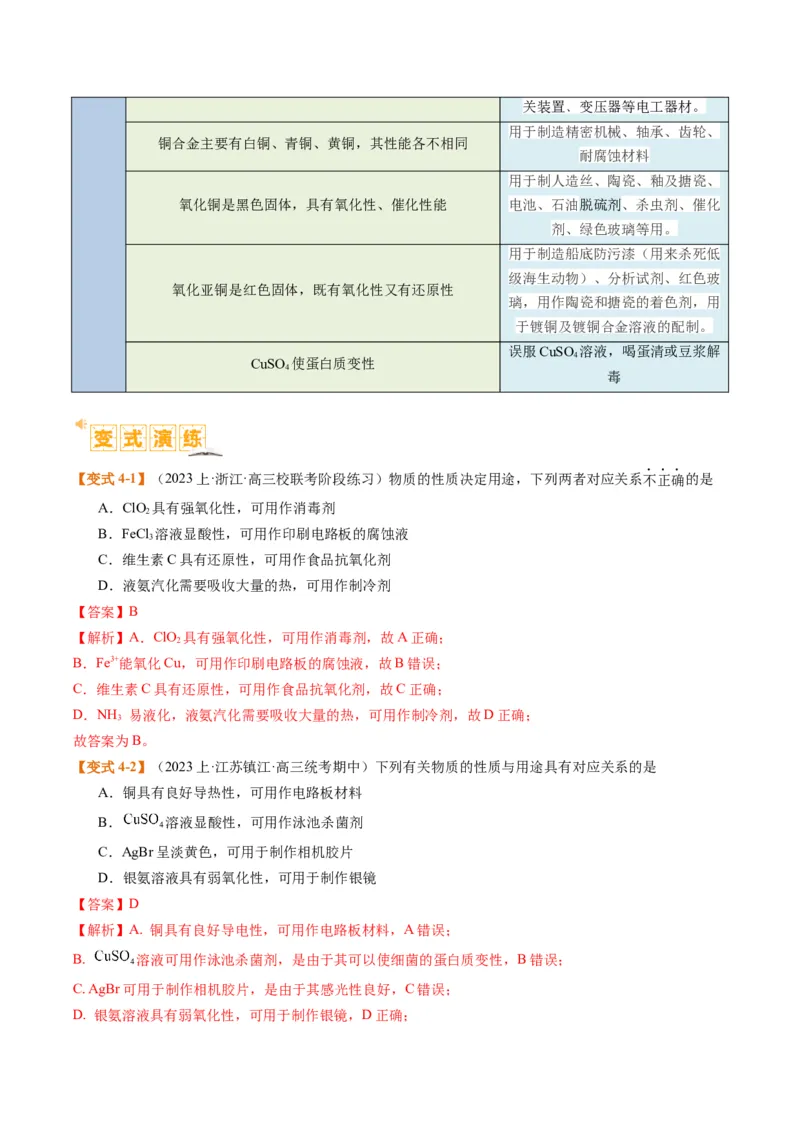 题型05物质的性质与应用（解析版）_05高考化学_2024年新高考资料_2.2024二轮复习_2024年高考化学二轮热点题型归纳与变式演练（新高考通用）