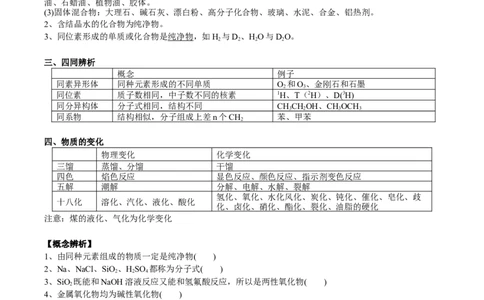 考点一物质的组成、分类、性质及变化（解析版）_05高考化学_2025年新高考资料_一轮复习_2025年高考化学一轮复习基础知识讲义（新高考通用）（完结）_专题三化学基本概念