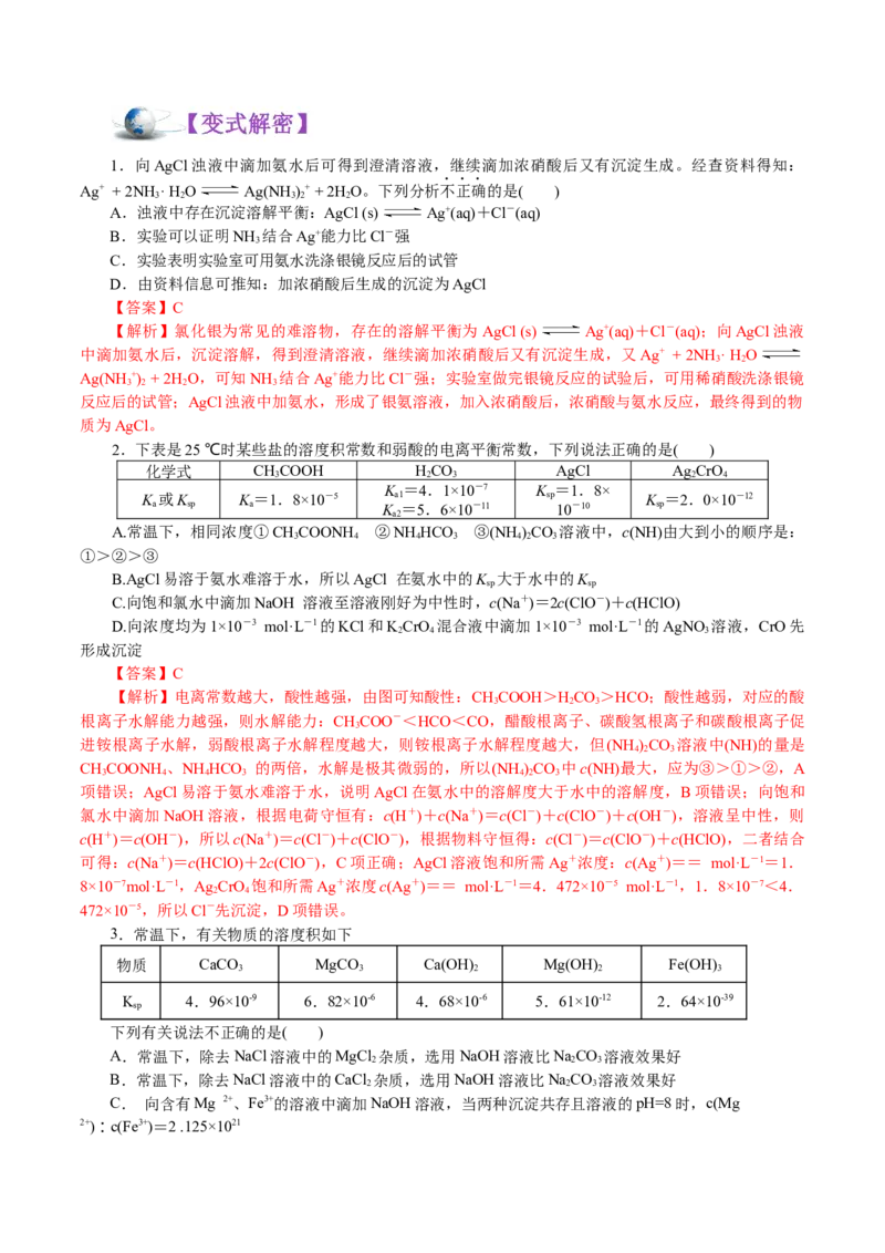 解密10水溶液中离子反应(讲义)-高频考点解密2021年高考化学二轮复习讲义+分层训练_05高考化学_新高考复习资料_2021新高考资料