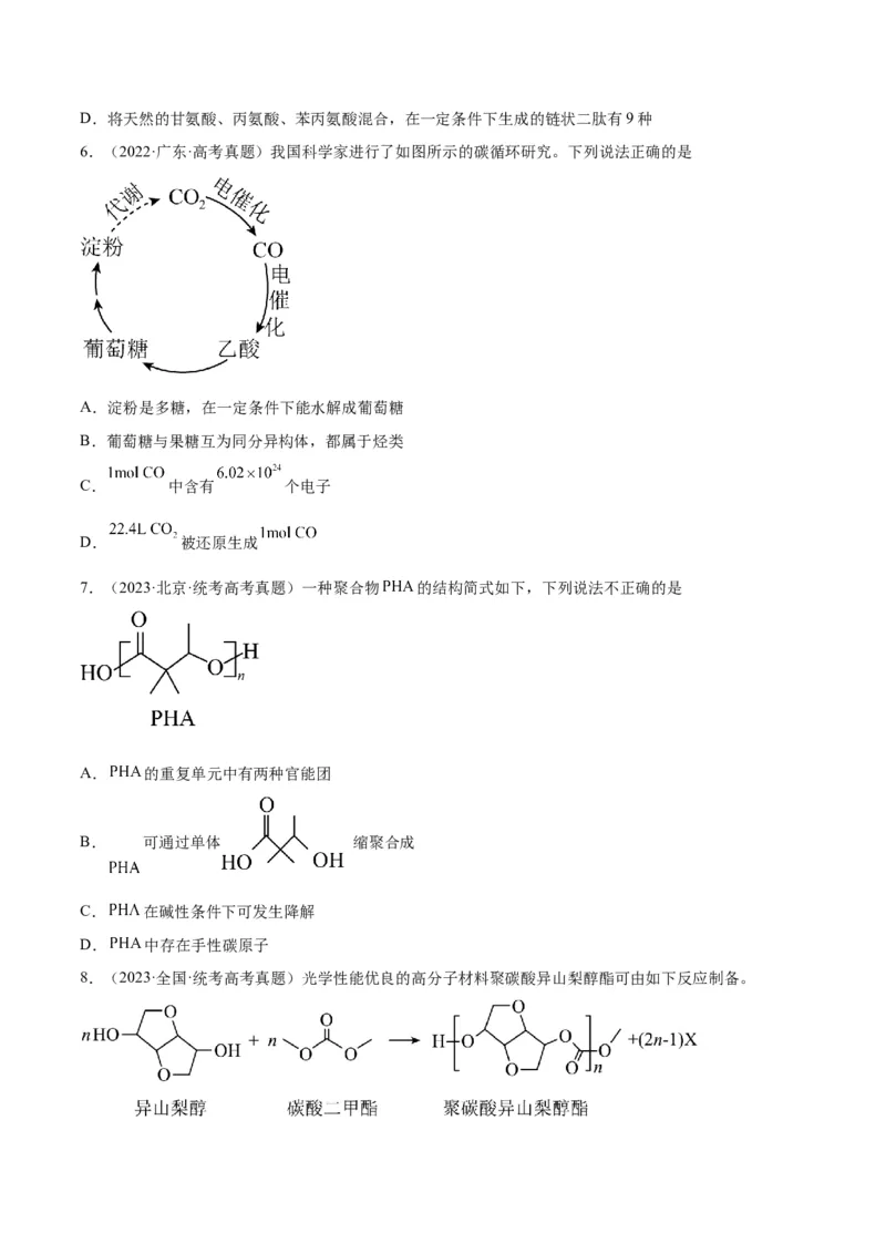 考点巩固卷11有机化学基础（二）-2024年高考化学一轮复习考点通关卷（新高考通用）（原卷版）_05高考化学_2024年新高考资料_1.2024一轮复习