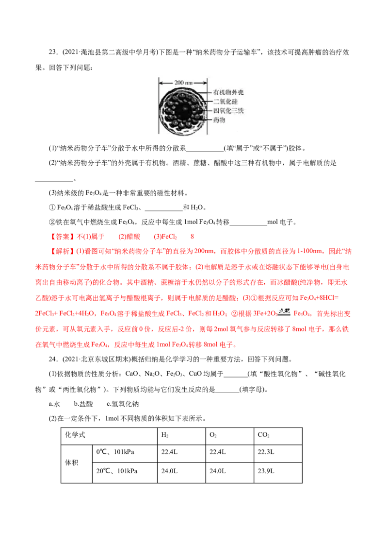 解密01物质的组成、分类和转化(集训)（解析版）_05高考化学_新高考复习资料_2021新高考资料_高频考点解密2021年高考化学二轮复习讲义+分层训练（浙江专版）3.28更新