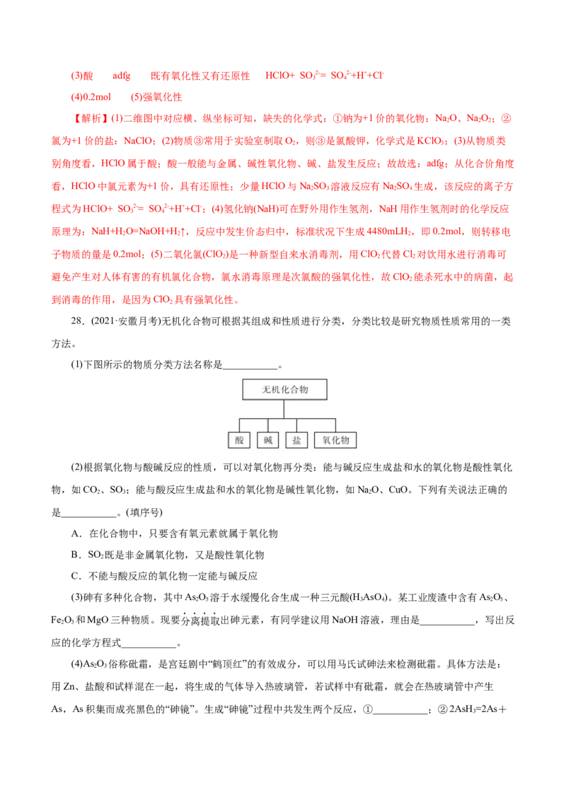 解密01物质的组成、分类和转化(集训)（解析版）_05高考化学_新高考复习资料_2021新高考资料_高频考点解密2021年高考化学二轮复习讲义+分层训练（浙江专版）3.28更新