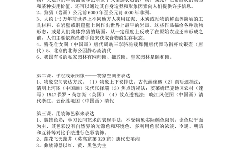 人美版八年级上美术重点知识_24秋《初中各科知识点梳理》_初中美术《知识梳理》7-9年级上下册_人美版初中美术7-9年级上下册知识梳理
