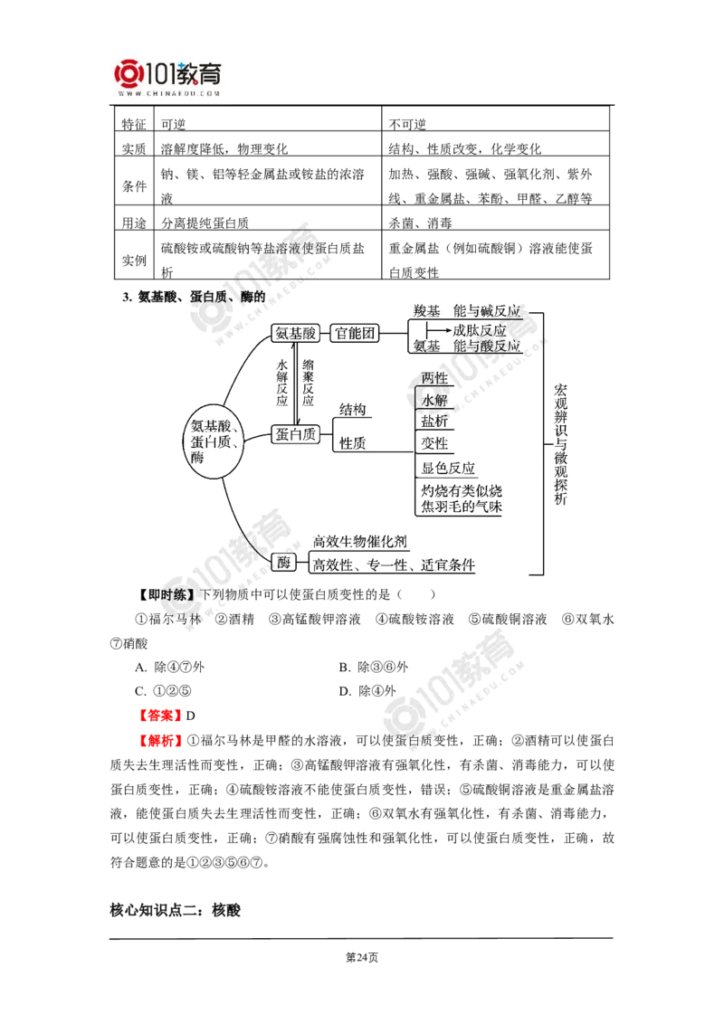 选择性必修3第四章生物大分子第一节糖类第二节蛋白质第三节核酸_新人教版高二化学选修一、二、三_新人教版高中化学选择性必修第三册_高二化学（选择性必修第三册）学案练习