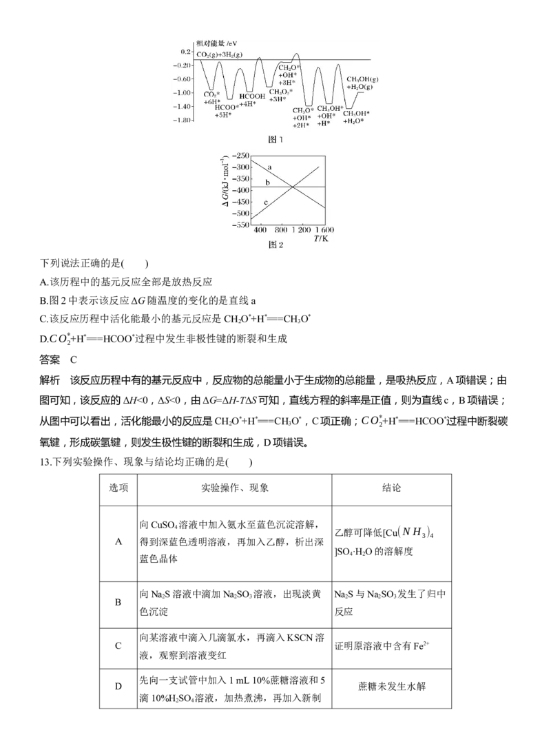 选择题标准练(二)淘宝店：红太阳资料库_05高考化学_2025年新高考资料_二轮复习_2025年高考化学大二轮_2025化学二轮复习_2025化学步步高二轮专题复习教师用书Word版文档_考前特训