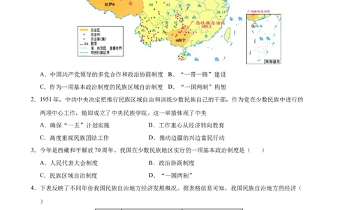 第四单元民族团结与祖国统一（考点梳理卷）（学生版）_新八下历史_00、更新资料3月23日_第二套(4)_单元知识复习专项-U89_2025版