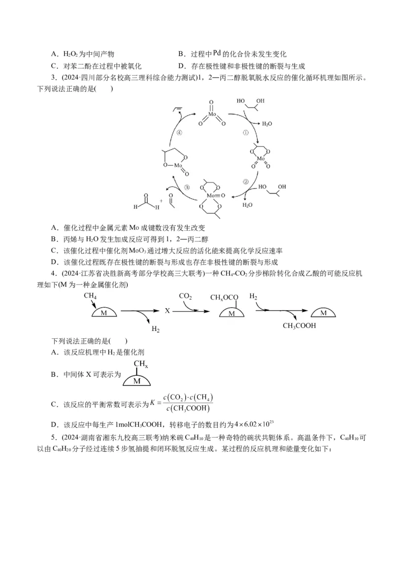 重难点突破反应机理的图象分析与应用（原卷版)_05高考化学_新高考复习资料_2024年新高考资料_二轮复习资料_2024年高考化学二轮复习讲练测（新教材新高考）_配套练习（原卷版+解析版）
