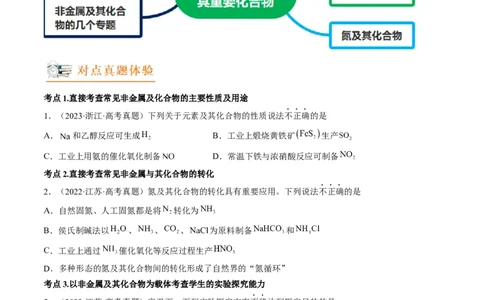 高考解密11常见非金属及其重要化合物（讲义）-高频考点解密2023年高考化学二轮复习讲义+分层训练（新高考专用）（原卷版）_05高考化学_新高考复习资料_2023年新高考资料_二轮复习