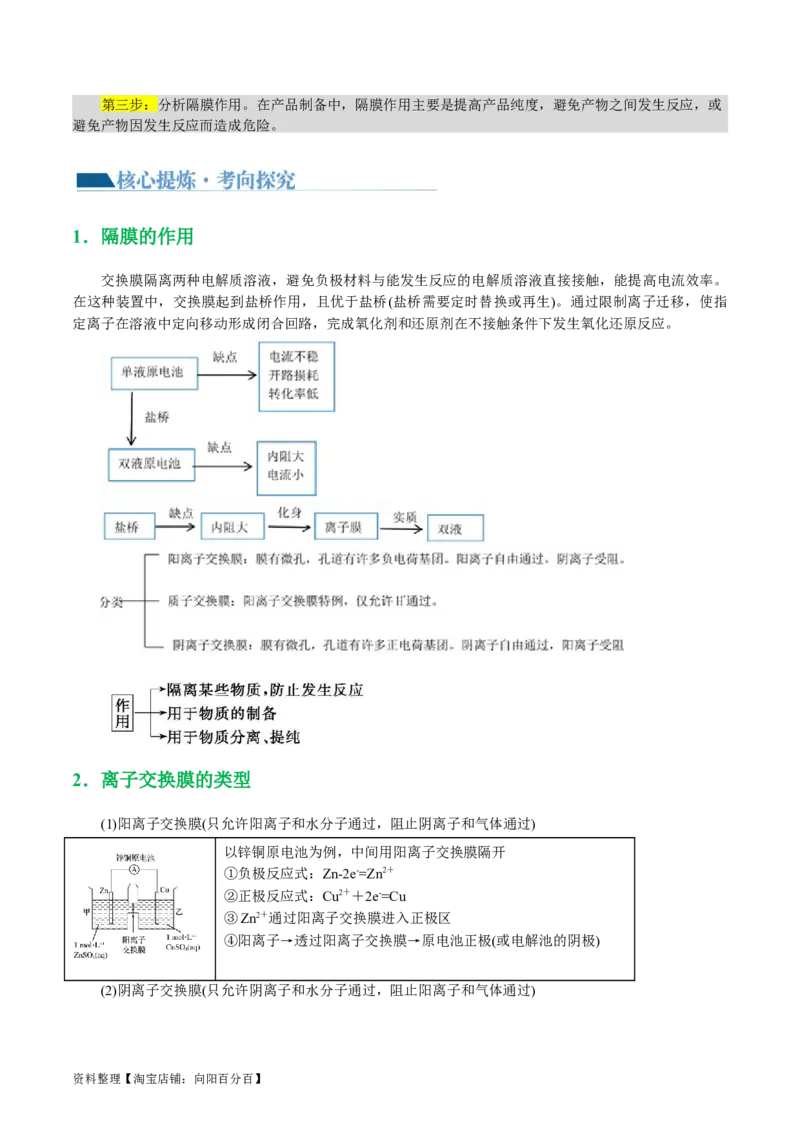 重难点突破离子交换膜的分析与应用(解析版)_05高考化学_新高考复习资料_2024年新高考资料_二轮复习资料_2024年高考化学二轮复习讲练测（新教材新高考）_配套练习（原卷版+解析版）