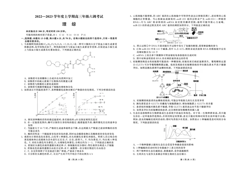 衡中同卷2023届高三六调考试（全国B卷）理综试题公众号：一枚试卷君_05高考化学_高考模拟题_新高考_衡中同卷2023届高三六调考试（全国B卷）理综试题