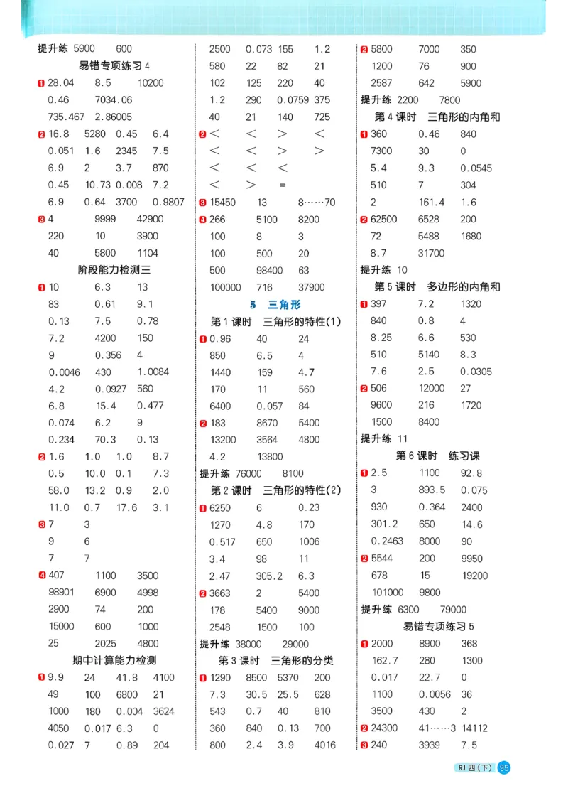 四下阳光同学计算小达人26春人教_26春人教版数学三下_09、练习题+试卷合集_-26春《计算小达人》_26春《阳光同学计算小达人》人教4下