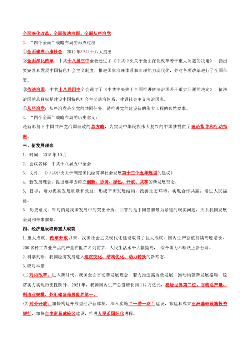 （知识清单）第三单元中国特色社会主义道路-_新八下历史_00、更新资料3月23日_第二套(4)_单元知识复习专项-U89_2024版