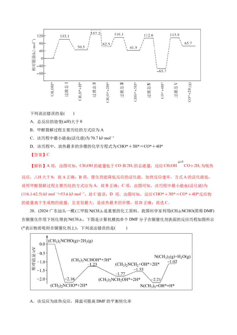 高考热点专项物质能量、能垒变化图像分析（解析版）_05高考化学_2025年新高考资料_二轮复习_上好课2025年高考化学二轮复习讲练测（新高考通用）3379109_主题三化学反应原理