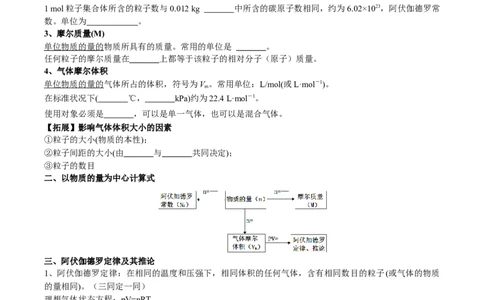 考点一物质的量、气体摩尔体积（学生版）_05高考化学_2025年新高考资料_一轮复习_2025年高考化学一轮复习基础知识讲义（新高考通用）（完结）_专题三化学基本概念