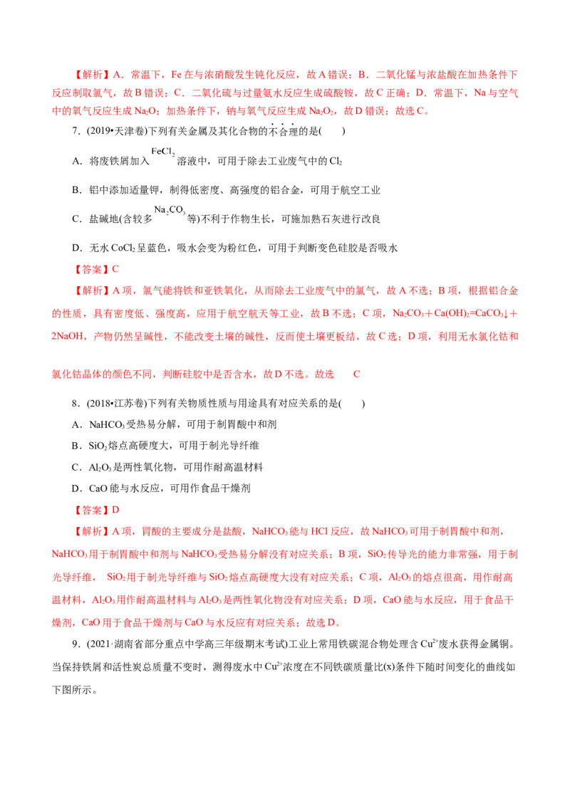 解密06金属及其化合物（讲义）-高频考点解密2021年高考化学二轮复习讲义+分层训练（浙江专版）_05高考化学_新高考复习资料_2021新高考资料