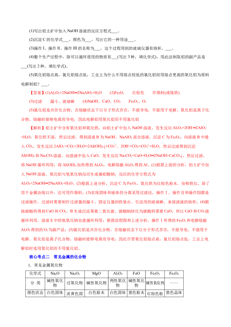 解密06金属及其化合物（讲义）-高频考点解密2021年高考化学二轮复习讲义+分层训练（浙江专版）_05高考化学_新高考复习资料_2021新高考资料