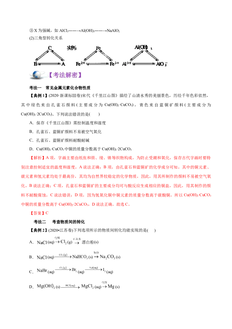 解密06金属及其化合物（讲义）-高频考点解密2021年高考化学二轮复习讲义+分层训练（浙江专版）_05高考化学_新高考复习资料_2021新高考资料