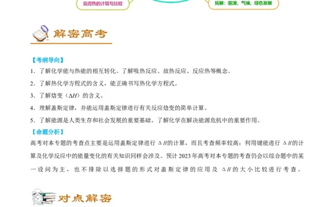 解密06化学反应与热能（讲义）-高频考点解密2022年高考化学二轮复习讲义+分层训练（全国通用）（解析版）_05高考化学_通用版（老高考）复习资料_2023年复习资料_二轮复习