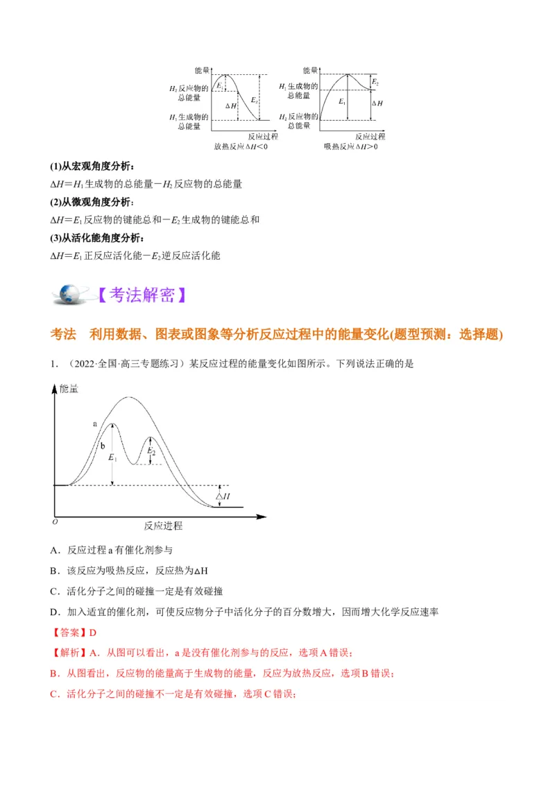 解密06化学反应与热能（讲义）-高频考点解密2022年高考化学二轮复习讲义+分层训练（全国通用）（解析版）_05高考化学_通用版（老高考）复习资料_2023年复习资料_二轮复习