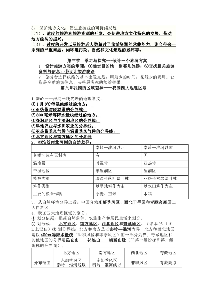 中图版七年级地理下册知识点归纳总结_24秋《初中各科知识点梳理》_初中地理《知识梳理》7-8年级上下册_中图版初中地理7-8年级上下册知识点梳理