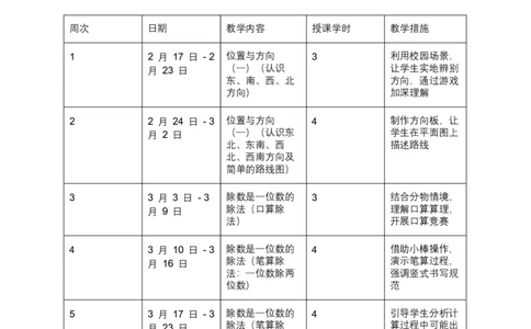 教学计划及进度表_26春人教版数学三下_19、赠送其它资料_新建文件夹_三年级数学下册（人教版）_教学计划