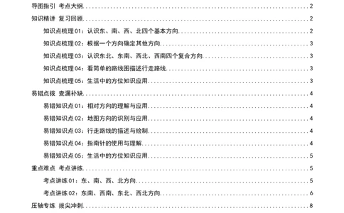 专题01位置与方向(一)（导图+知识精讲+易错点拨+2大考点讲练+优选压轴题专练共28题）-（教师版）_26春人教版数学三下_19、赠送其它资料_新建文件夹_三年级数学下册（人教版）_2025版