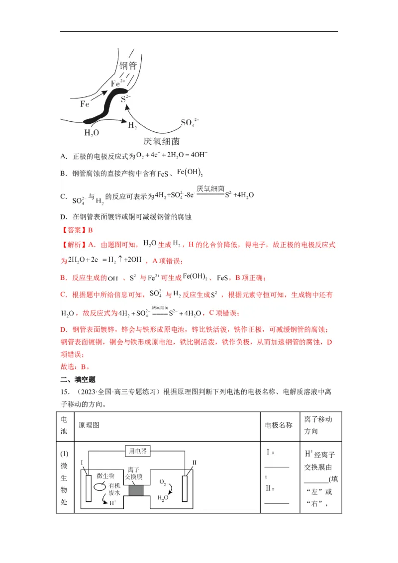 解密09电化学基础（分层训练）（解析版）_05高考化学_通用版（老高考）复习资料_2023年复习资料_二轮复习_高频考点解密2023年高考化学二轮复习讲义+分层训练（全国通用）