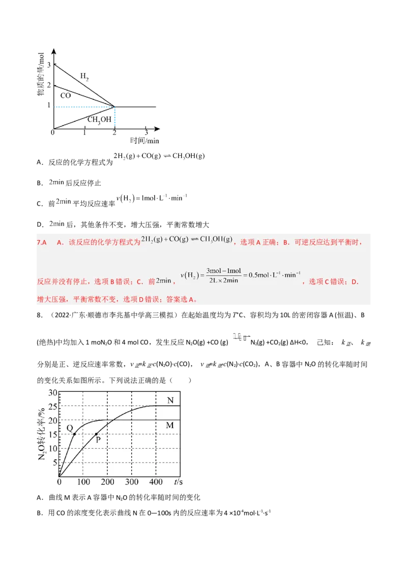 高频考点26化学反应速率及影响素-2023年高考化学二轮复习高频考点51练（解析版）_05高考化学_新高考复习资料_2023年新高考资料_二轮复习_2023年高考化学二轮复习高频考点51练292724123