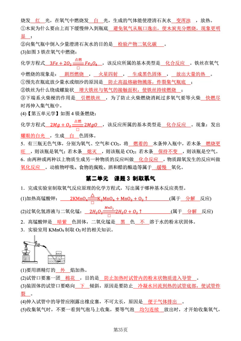 24新教材人教版九上化学复习知识清单（附答案）_24秋《初中各科知识点梳理》_2024秋《名师总结》知识点789年级全科_24秋《名师总结》知识点九年级全科